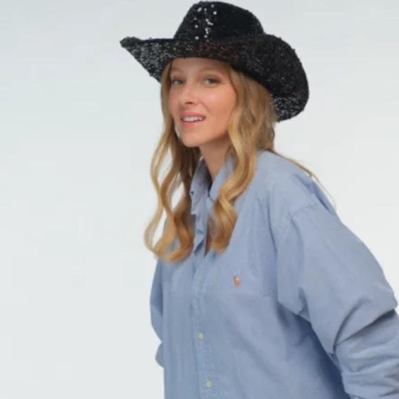 C.C Sequin Mesh Cowboy Hat Black BNWT - Picture 3 of 8